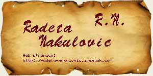 Radeta Nakulović vizit kartica